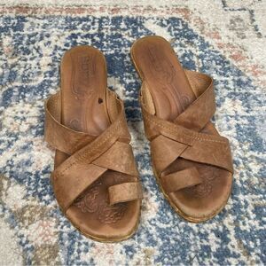 Born Kapri Brown Leather Sandals Size 7